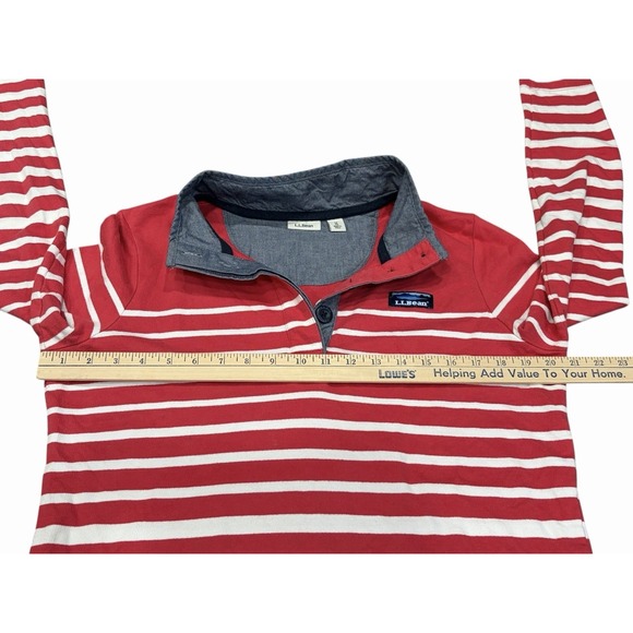 LL Bean Womens Rugby Pullover Shirt Striped Medium Gropcore Outdoor Hiking - Picture 7 of 7